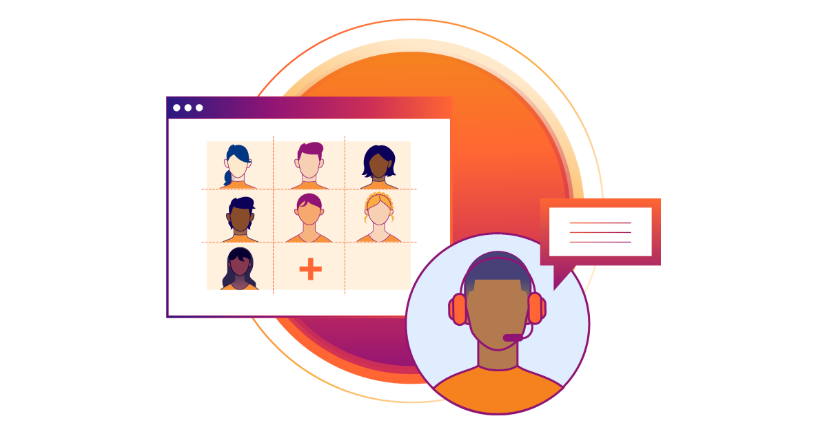 Illustration of Technical Account Management Service showing a service agent wearing a phone headset acting as an extra team member
